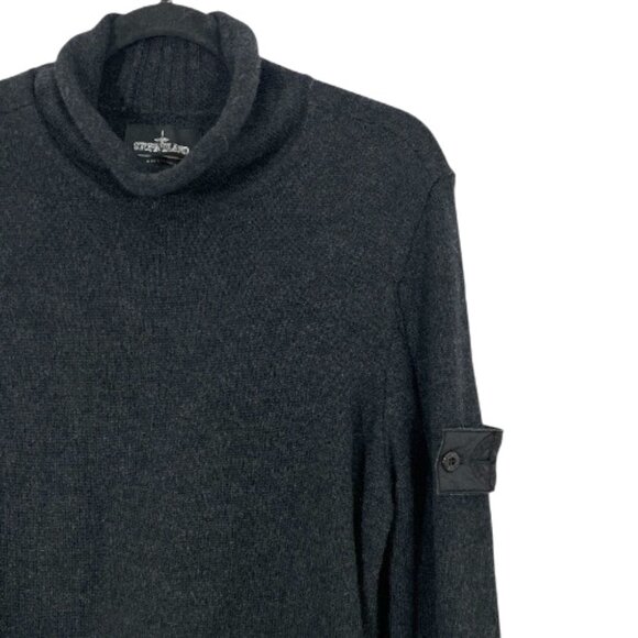 Stone Island Wool Roll Neck Cowl Sweater Gray Large Pre-Owned - Picture 4 of 14
